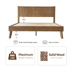 Queen Wooden Platform Bed Frame, Barnwood Finish, Morden Style