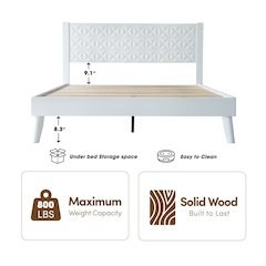 Queen Wooden Platform Bed Frame, Pure White Finish, Morden Style