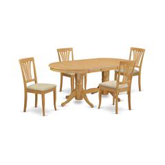 VAAV5-OAK-C 5 PC Dining room set for 4-Oval Table with Leaf and 4 Chairs for Dining