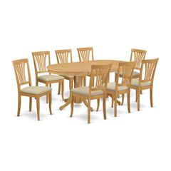 VAAV9-OAK-C 9 Pc Dining room set Dining Table with Leaf and 8 Dining Chairs