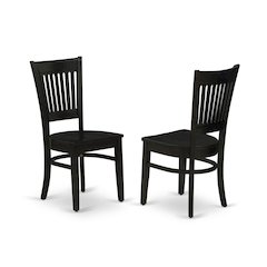 Wood Dining Room Chair with Slat Back and Solid Wood Seat, Brown, Set of 2
