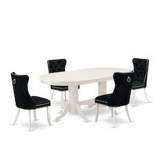 5 Piece Kitchen Table Set Contains an Oval Dining Table with Butterfly Leaf