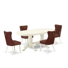 5 Piece Dinette Set Contains an Oval Dining Table with Butterfly Leaf