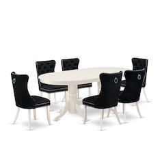 7 Piece Kitchen Table Set Contains an Oval Dining Table with Butterfly Leaf