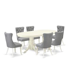 7 Piece Kitchen Table Set Consists of an Oval Dining Table with Butterfly Leaf