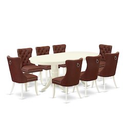 9 Piece Dining Set Contains an Oval Kitchen Table with Butterfly Leaf