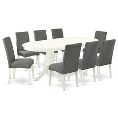 Dining Room Set Linen White, VADR9-LWH-07