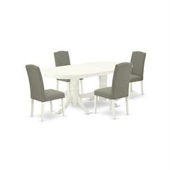 Dining Room Set Linen White, VAEN5-LWH-06
