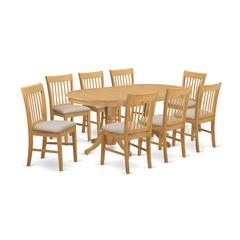 VANO9-OAK-C 9 PC Table and Chairs set - Small Kitchen Table and 8 Dining Chairs