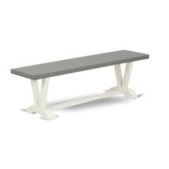 East West Furniture V-Style Mid Century Modern Dining Bench with Solid Wood Seat, 60x15x18 Inch, VB096