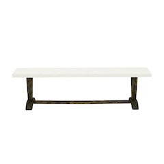 Wooden Dining Bench with V-Style Base for Kitchen or Dining Room, White