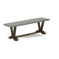 East West Furniture V-Style Modern Dining Room Bench with Solid Wood Seat, 60x15x18 Inch, VB796