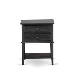 East West Furniture VL-06-ET Wood Night Stand with 2 Wood Drawers for Bedroom, Stable and Sturdy Constructed - Wire Brushed Black Finish