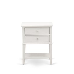 East West Furniture VL-0C-ET Small Night Stand with 2 Wooden Drawers, Stable and Sturdy Constructed - Wire brushed Butter Cream Finish