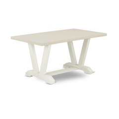East West Furniture 1-Piece Dining Room Table with Rectangular Linen White Table top and Linen White Wooden Legs Finish