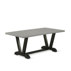 East West Furniture V-Style Modern Kitchen Rectangle Dining Table Top with Stylish Legs, 40x72 Inch, VT697