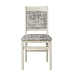 Solid Wood Dining Chairs with PU Leather Seat, 3-X Back, Set of 2, Linen White