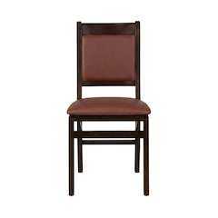 Solid Wood Dining Chairs with PU Leather Seat, 3-X Back, Set of 2, Mahogany