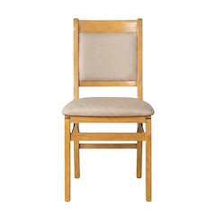Solid Wood Dining Chairs with PU Leather Seat, 3-X Back, Set of 2, Oak