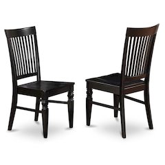Elegant Black Wooden Dining Chairs – Classic Slatted Back, Set of 2