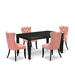 5 Piece Kitchen Table Set Contains a Rectangle Dining Table with Butterfly Leaf