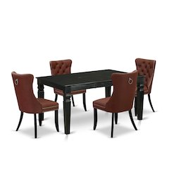 5 Piece Dinette Set Contains a Rectangle Dining Table with Butterfly Leaf