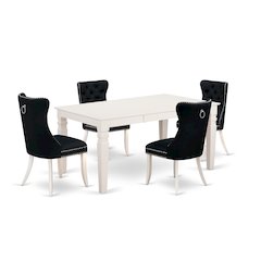 5 Piece Dining Room Set Contains a Rectangle Wooden Table with Butterfly Leaf