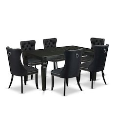 7 Piece Dining Table Set Contains a Rectangle Kitchen Table with Butterfly Leaf