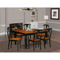 7  Pc  Dining  set  with  a  Kitchen  Table  and  6  Wood  Dining  Chairs  in  Black