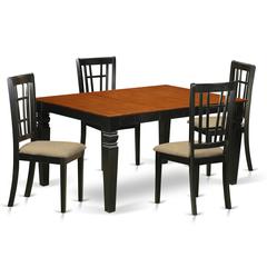 WENI5-BCH-C 5 Pc Dinette set with a Dining Table and 4 Linen Kitchen Chairs in Black