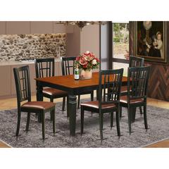 7  Pc  Kitchen  table  set  with  a  Kitchen  Table  and  6  Leather  Dining  Chairs  in  Black
