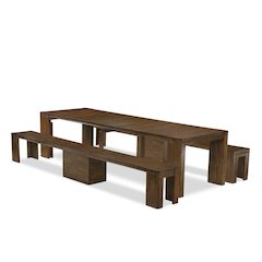 3 Pieces Dining Table Set Includes 1 Kitchen Table and 2 Modern Benches