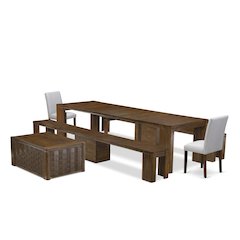 6 Pieces Extendable Dining Set Includes a Rectangle Kitchen Table