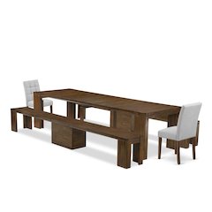 5 Pieces Extendable Dining Set Includes a Rectangle Kitchen Table