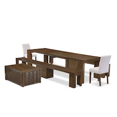 6 Pieces Extendable Dining Set Includes a Rectangle Kitchen Table