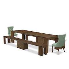 5 Pieces Extendable Dining Set Includes a Rectangle Kitchen Table