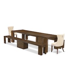 5 Pieces Extendable Dining Set Includes a Rectangle Kitchen Table