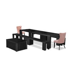 6-piece Dining Room Table Set a Rectangular Kitchen Table with a coffee Table
