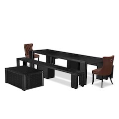 6-piece Modern Dining Room Table Set a Rectangular Dining Room Table