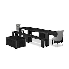 6-piece Modern Dining Table Set a Rectangular Dining Room Table