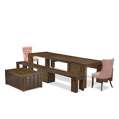 6 Pieces Extendable Dining Set Includes a Rectangle Kitchen Table
