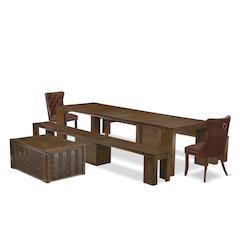 6 Pieces Extendable Dining Set Includes a Rectangle Kitchen Table