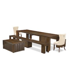 6 Pieces Extendable Dining Set Includes a Rectangle Kitchen Table