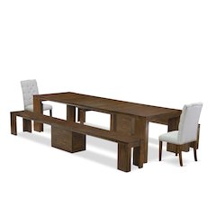 5 Pieces Extendable Dining Set Includes a Rectangle Kitchen Table