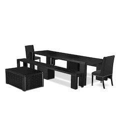 6-piece Dining Room Table Set a Rectangular Dining Table with a coffee Table