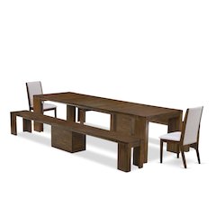 5 Pieces Extendable Dining Set Includes a Rectangle Kitchen Table