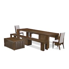 6 Pieces Extendable Dining Set Includes a Rectangle Kitchen Table