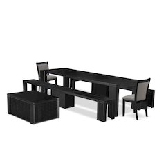 6-piece Dining Room Table Set a Rectangular Kitchen Table with a coffee Table