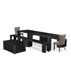 6-piece Dining Room Table Set a Rectangular Dining Table with a coffee Table