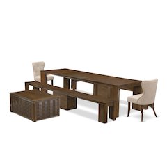 6 Pieces Extendable Dining Set Includes a Rectangle Kitchen Table